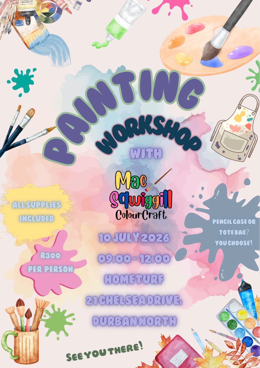 Children painting colourful artwork during a creative painting class at HomeTurf in Durban.